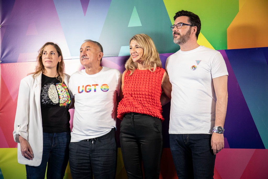 Marina Prieto, Pepe Álvarez, Yolanda Díaz y Toño Abad