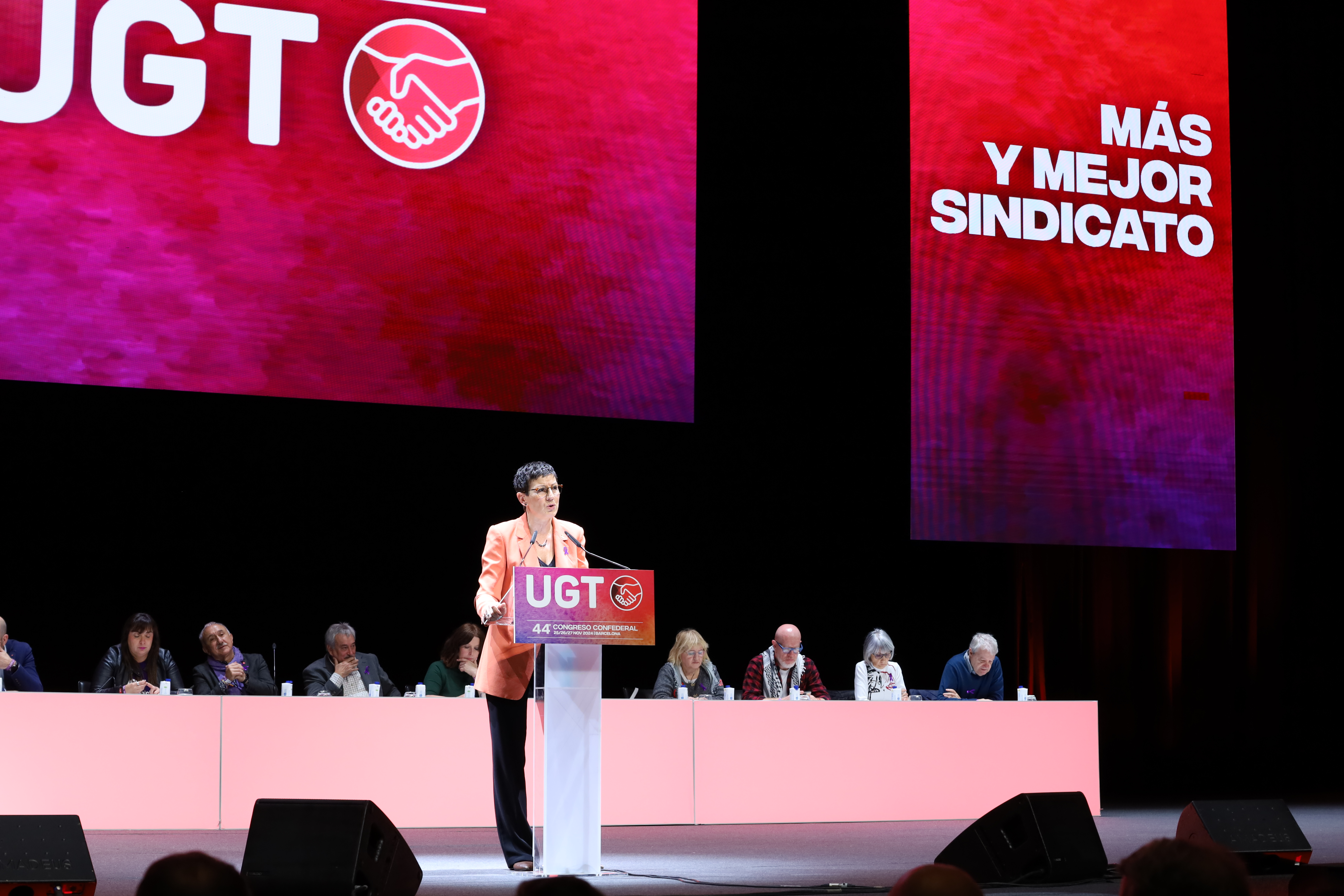 Filo Cañete, alcaldesa de Sant Adrià de Besòs, interviene en el acto